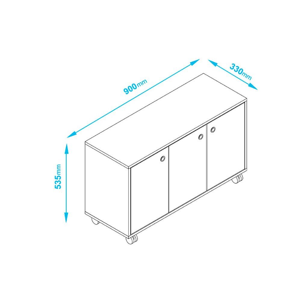 Balcão em MDP com 3 Portas 1 Prateleira e 4 Pés Rodízio BRV Móveis - 3