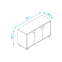 Balcão em MDP com 3 Portas 1 Prateleira e 4 Pés Rodízio BRV Móveis - 3