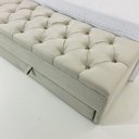 Ver imagem 3 de Puff Baú Guarda Volume 120x50x45cm na Cor Bege Clara no Tecido Veludo Suede Liso