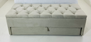 Ver imagem 1 de Puff Baú Guarda Volume 120x50x45cm na Cor Bege Clara no Tecido Veludo Suede Liso