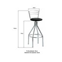 Ver imagem 3 de Kit 2 Banquetas Altas Giratórias de Aço com Assento Estofado Multimóveis CR50298 Cromado/Preto
