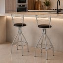 Ver imagem 2 de Kit 2 Banquetas Altas Giratórias de Aço com Assento Estofado Multimóveis CR50298 Cromado/Preto