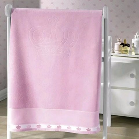 Enxovais Banho Infantil Toalha Banho Dohler -velour para Bordar Rosa
