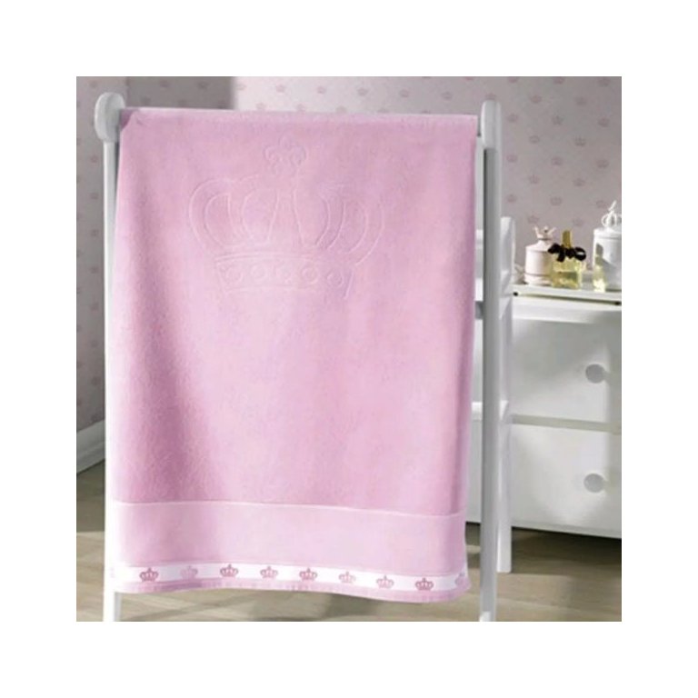 Enxovais Banho Infantil Toalha Banho Dohler -velour para Bordar Rosa