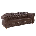 Ver imagem 1 de Sofá Chesterfield Merlô 3 Lugares Couríino Marrom 2,30M / Decoração, recepção, barbearia, sala tv