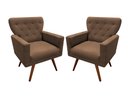 Ver imagem 1 de Kit 2 Poltronas Decorativa Aurora Suede Marrom Pés Madeira Mz Decor