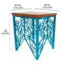 Ver imagem 2 de Mesa de Canto para Sala de Ferro Artesanal Rustica Decorativa com Madeira - Azul Turquesa