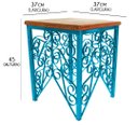 Ver imagem 2 de Mesa de Canto para Sala de Ferro Artesanal Rustica Decorativa com Madeira - Azul Turquesa