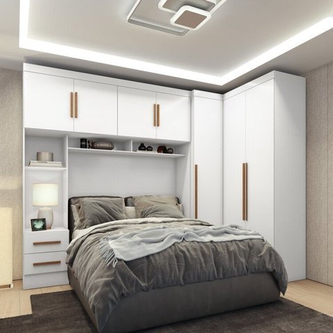 Guarda-Roupa Modulado 3 Peças 3 Portas 3 Gavetas com Maleiro Smart Plus Yescasa Branco