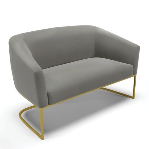 Sofá Namoradeira 2 Lugares Base Industrial Dourado Stella Suede Grafite D03 - D’Rossi