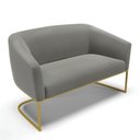 Ver imagem 1 de Sofá Namoradeira 2 Lugares Base Industrial Dourado Stella Suede Grafite D03 - D’Rossi