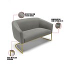 Ver imagem 4 de Sofá Namoradeira 2 Lugares Base Industrial Dourado Stella Suede Grafite D03 - D’Rossi