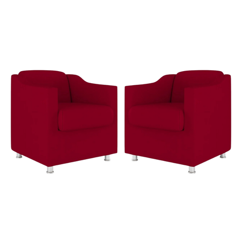 Kit 2 Poltronas Bia Decorativa Reforçada Recepção Clinica Salão Sala de Estar Suede:vermelho