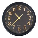 Ver imagem 1 de Relógio De Parede Preto/Dourado Decorativo Redondo 35x4CM -