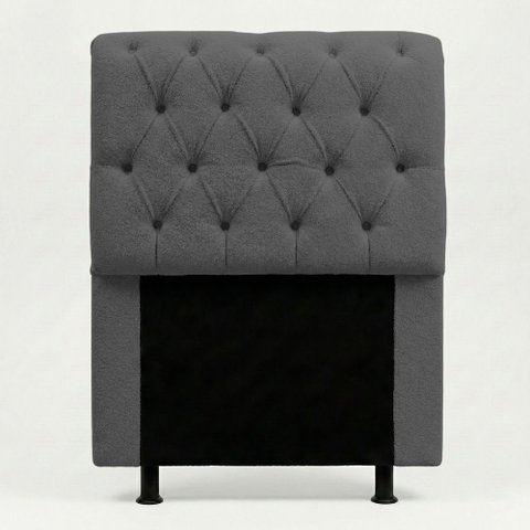 Cabeceira Cama Box Solteiro Sarah 90cm com Frame Bouclê Cinza Escuro - Abmaza