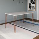 Ver imagem 1 de Mesa de Jantar Elen 140x80cm Tampo Branco com Base Cobre Marrom