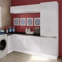 Ver imagem 1 de Kit Área de Serviço Madesa Acordes 100% Mdf com Armário e Balcão de Canto - Portas Branco Brilho