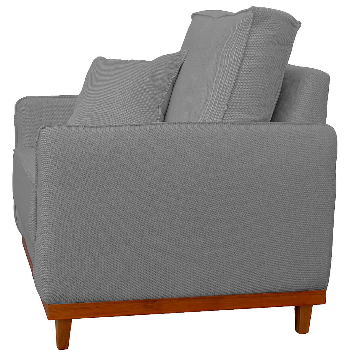 Poltrona Sofa Sena Base de Madeira Luxo Conforto para Hotel e Sala Linho Cinza - 6