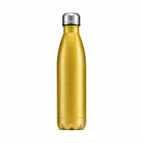 Garrafa Térmica MS914 500ml Aço Inox Portátil Viagem Metálica Cintilante:Amarela