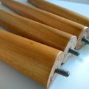 Ver imagem 2 de 4 Pés Palitos 30cm Madeira Mel Poltrona Puff Rack Acabamento Verniz com Chapas de Fixação