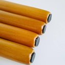 Ver imagem 3 de 4 Pés Palitos 30cm Madeira Mel Poltrona Puff Rack Acabamento Verniz com Chapas de Fixação