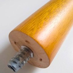4 Pés Palitos 30cm Madeira Mel Poltrona Puff Rack Acabamento Verniz com Chapas de Fixação  - 5