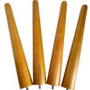 Ver imagem 1 de 4 Pés Palitos 30cm Madeira Mel Poltrona Puff Rack Acabamento Verniz com Chapas de Fixação