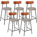 Ver imagem 1 de Kit 05 Banquetas Baixa Cozinha Sala Jantar Bancada Milão L02 Couríssimo Camel Linho Bege - lyam deco