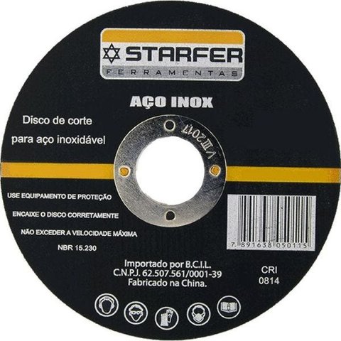 Embalagem Kit 50 Peças Disco De Corte Inox 9x7/8 Starfer