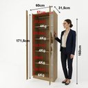 Ver imagem 3 de Cristaleira 2 Portas de Vidro 4 Prateleiras com LED CR6605 Yescasa Amêndoa
