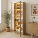 Ver imagem 4 de Cristaleira 2 Portas de Vidro 4 Prateleiras com LED CR6605 Yescasa Amêndoa