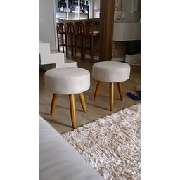 Puff Puf Bege/nude Redondo Pés Palito Suede Areá Gourmet 50 Cm - 3