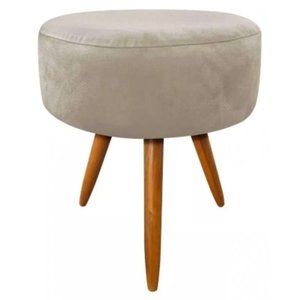 Puff Puf Bege/nude Redondo Pés Palito Suede Areá Gourmet 50 Cm