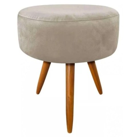 Puff Puf Bege/nude Redondo Pés Palito Suede Areá Gourmet 50 Cm