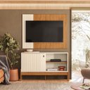 Ver imagem 2 de Rack Bancada com Painel Wood Pérola Metalizado/Canela para TV até 42” - Mobler