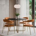 Ver imagem 3 de Cadeira Jantar Estofado Maya Dourada Decor. Contemporânea Encosto Anatômico Colorido/Premium Terracota