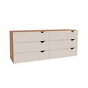 Ver imagem 1 de Cômoda Porto 6 Gavetas MDF-MDP Puxador em MDF Freijó-Creme Politorno