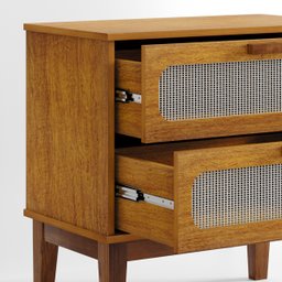 Mesa de Cabeceira para Quarto Estilo Retro 2 Gavetas C/telinha Santorini 60cm Nature Fosco - 6