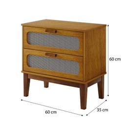 Mesa de Cabeceira para Quarto Estilo Retro 2 Gavetas C/telinha Santorini 60cm Nature Fosco - 5