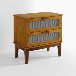 Mesa de Cabeceira para Quarto Estilo Retro 2 Gavetas C/telinha Santorini 60cm Nature Fosco - 3