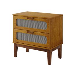 Mesa de Cabeceira para Quarto Estilo Retro 2 Gavetas C/telinha Santorini 60cm Nature Fosco - 4