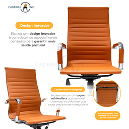Cadeira de Escritório Ergonômica Stripes Esteirinha Presidente Home Office Caramelo - 2