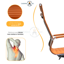 Cadeira de Escritório Ergonômica Stripes Esteirinha Presidente Home Office Caramelo - 4
