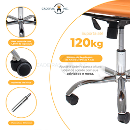 Cadeira de Escritório Ergonômica Stripes Esteirinha Presidente Home Office Caramelo - 5