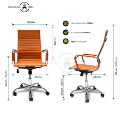 Cadeira de Escritório Ergonômica Stripes Esteirinha Presidente Home Office Caramelo - 6