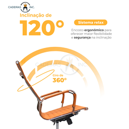 Cadeira de Escritório Ergonômica Stripes Esteirinha Presidente Home Office Caramelo - 3