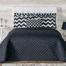 Kit Cobre Leito Chevron Casal Preto e Branco 07 Peças - 1