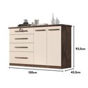 Ver imagem 4 de Comoda Mariah 4 Gavetas 2 Portas com Chave Chocolate/off White