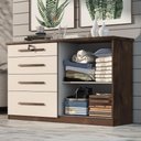 Ver imagem 2 de Comoda Mariah 4 Gavetas 2 Portas com Chave Chocolate/off White