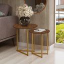 Ver imagem 2 de Mesa Lateral Pé De Aço Estilo Industrial Dourado/Malbec